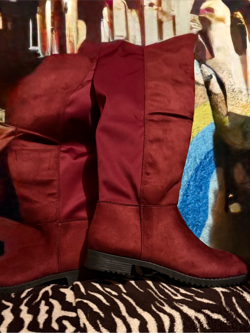 Women's Tall Over-the-Knee Boots in Burgundy